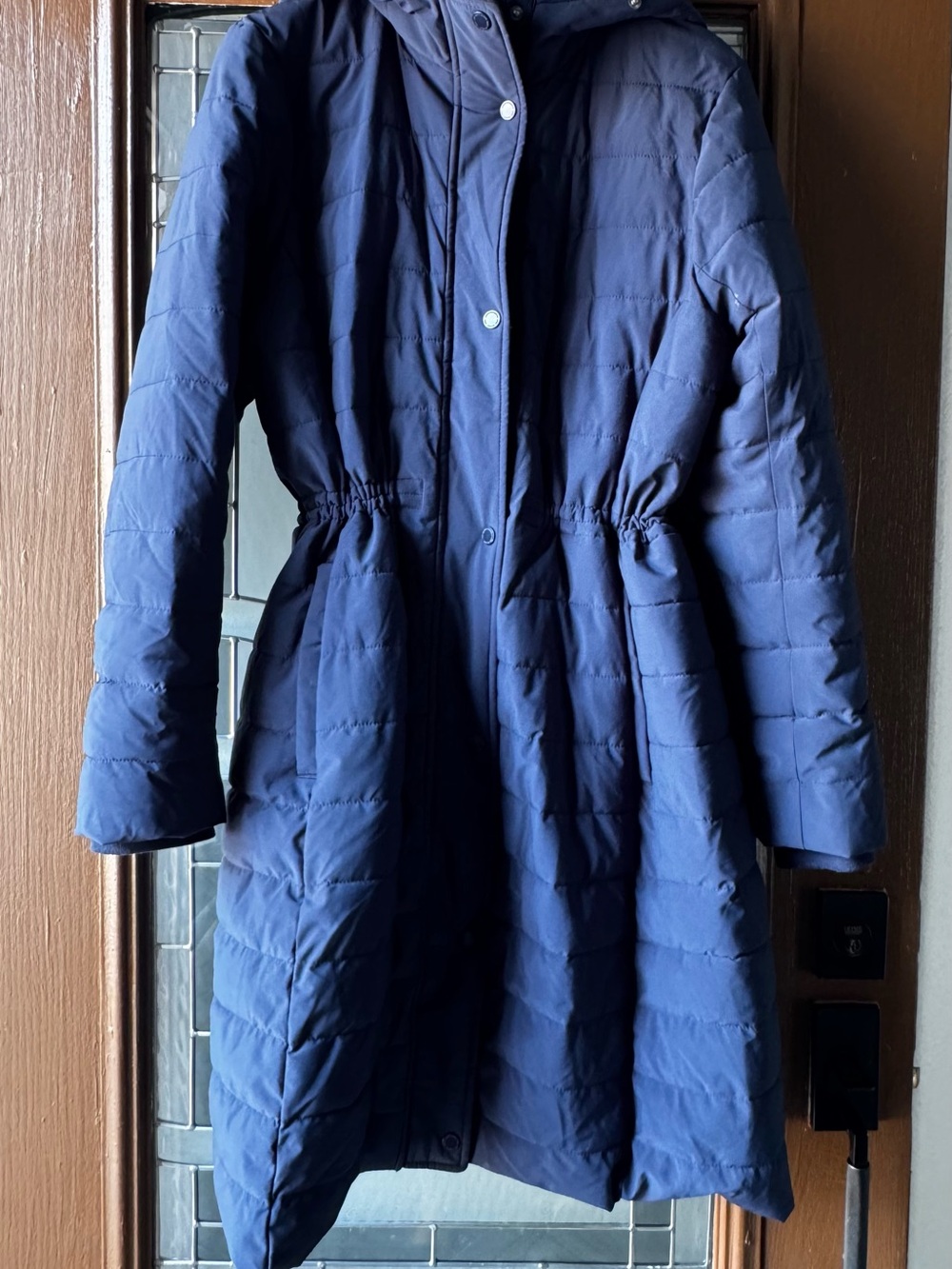 Abercrombie & Fitch Navy Quilted Hooded Puffer Coat